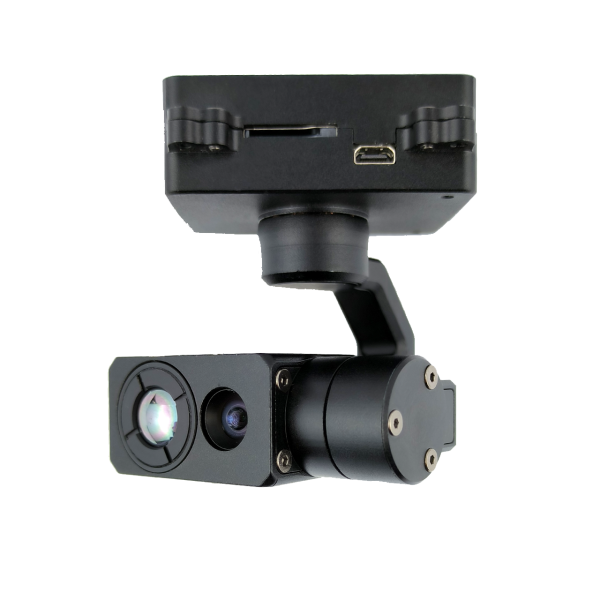 MDHU335G609 Fixed focus visible light + 640x512 thermal imaging dual light 120g small gimbal, IP /HDMI outpu