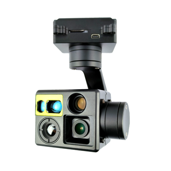 MKHDA609L12 Four-Sensor Gimbal Camera fixed focus 4K EO Camera + fixed focus 1080P EO Camera + 640X512 IR Camera +1200m LRF, HDMI/Ethernet outp