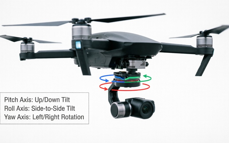 3-axis drone gimbal stabilization diagram