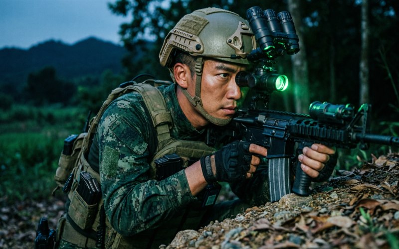 a-military-officer-using-a-night-vision-scope-for-shotting