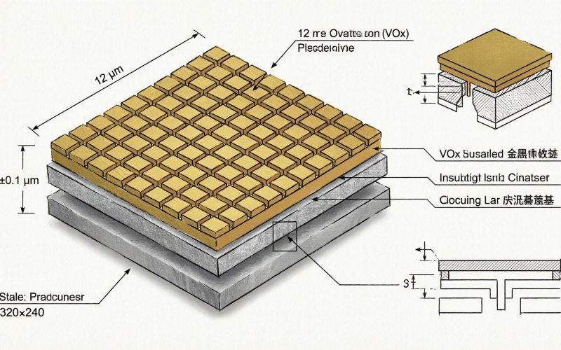Diagram showing the structure of a 12 micron VOx microbolometer sensor